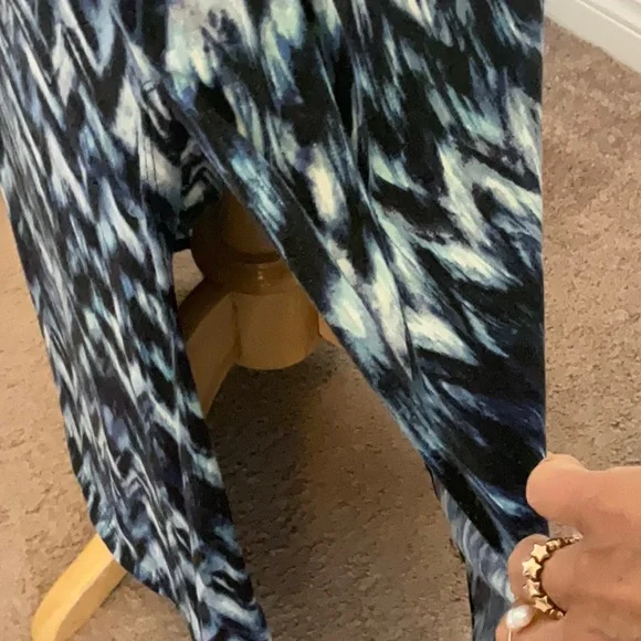 NY Collection Blue and White Cold Shoulder Maxi Dress - Picture 3 of 6